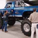 President and Founder of the International Monster Truck Gallery/Musuem along with Kruse museum curator Josh Conrad detail Bigfoot before its meet and greet with fans Wednesday night.