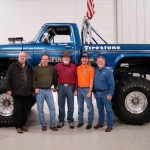 Posed with Big Foot (from left): George Carpenter, Scott Hess, Bob Chandler, Jeff Cook & Steve Hess.